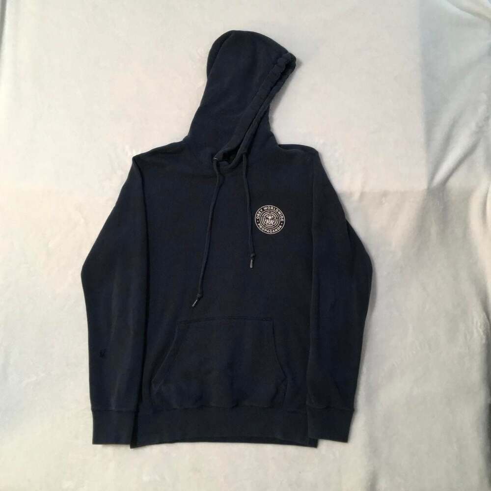 Obey Worldwide Propaganda Pullover Hoodie Navy Blue Size S